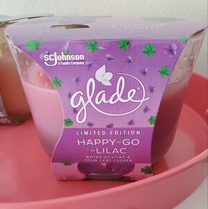 Glade Limited Edition Glass Votive Three Wick Happy-Go-Lilac 6.8oz Candle